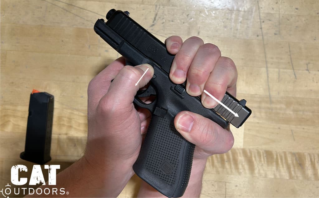 Glock Field Strip Pull Down on the Slide Lock