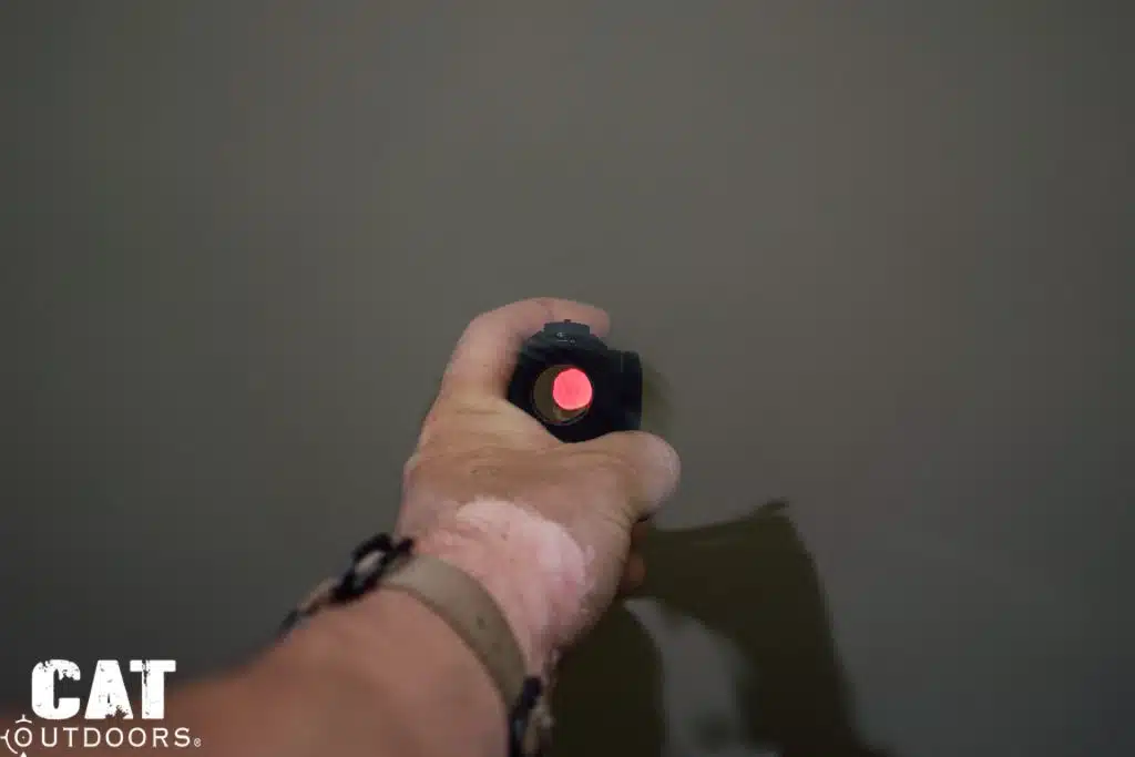 The SIG Romeo 5 dot still illuminated while fully submerged underwater during our IPX-7 test