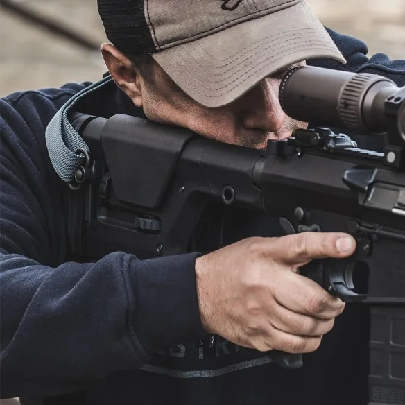Man Shouldering a Magpul PRS Gen 3 Precision-Adjustable Stock