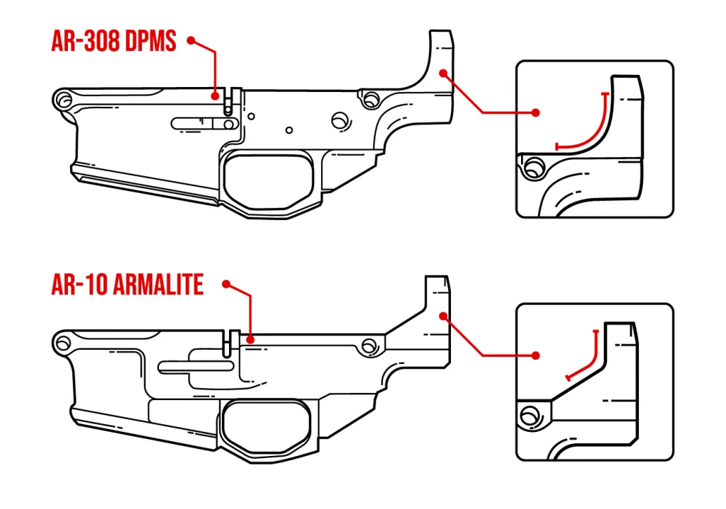 AR-308 DPMS vs AR-10 Armalite Pattern Lowers