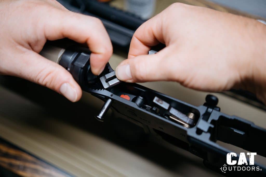 AR-15 Cleaning Pressing Down Buffer Retainer