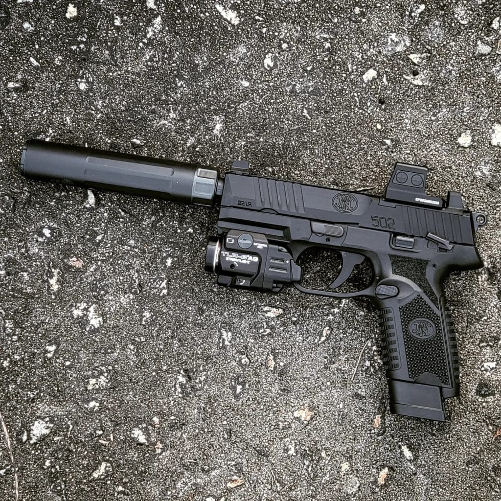 FN 502 Tactical .22LR Pistol w/ Suppressor