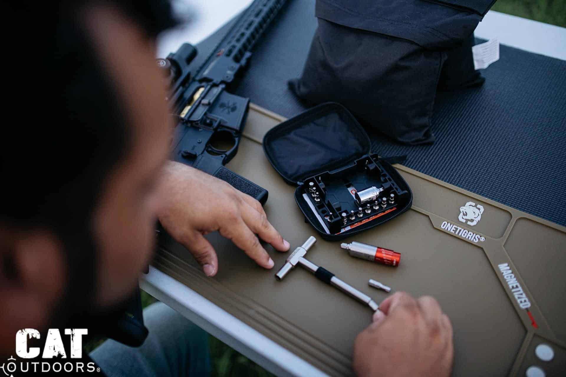 Fix It Sticks case open on the bench at the range