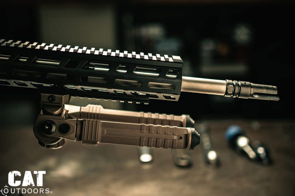 CVLIFE bipod's quick-release clamp attached to AR-15 Picatinny rail
