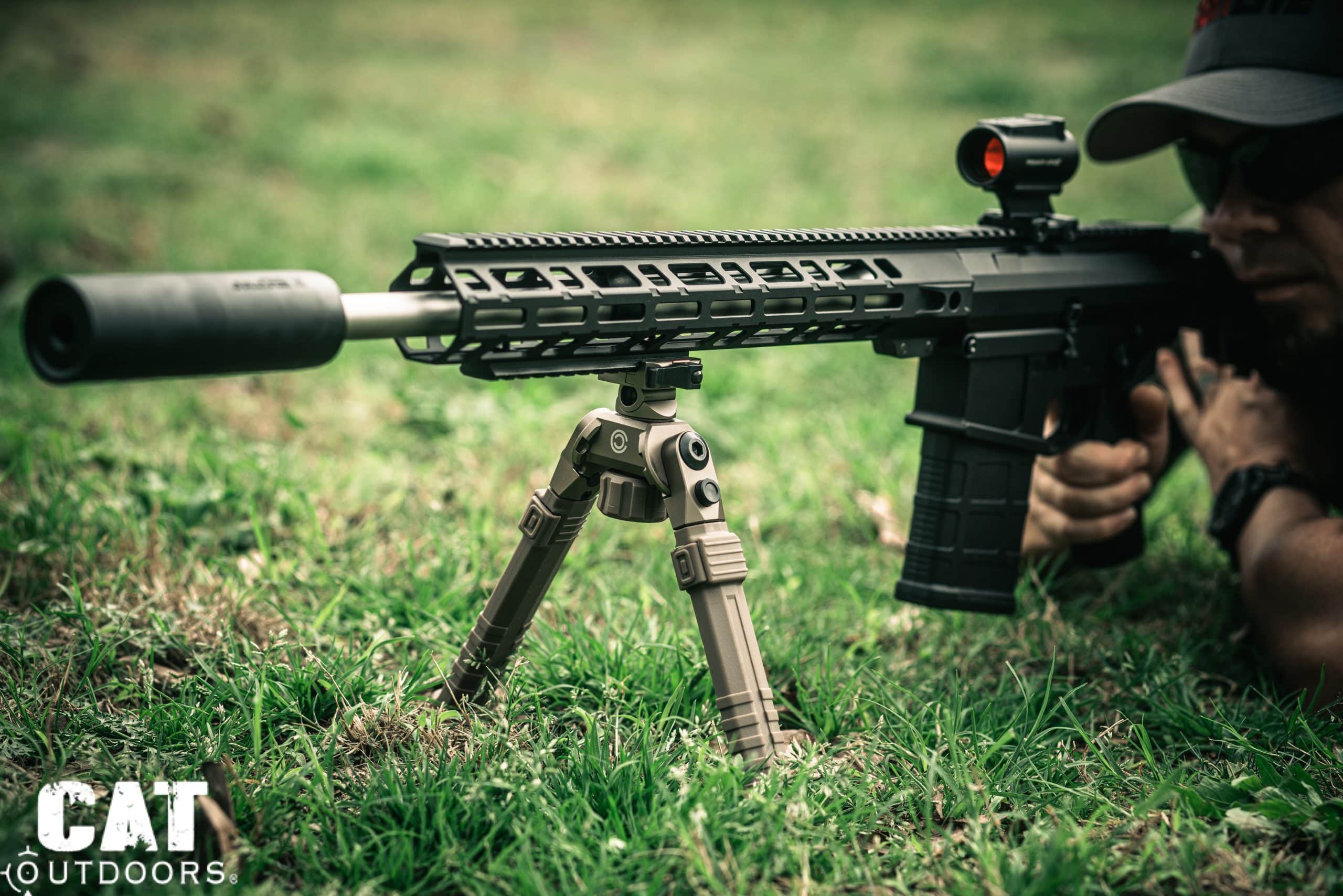 Prone shooter using a bipod