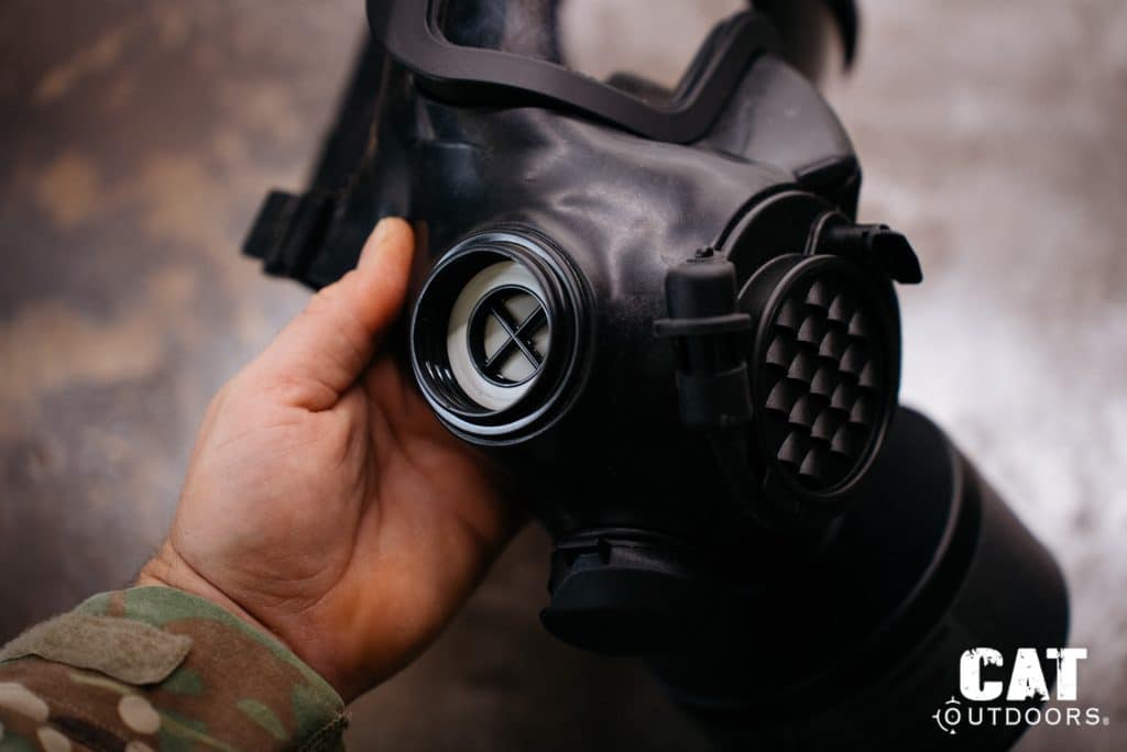 The 40mm NATO filter port threads on the Mira Safety CM-8M