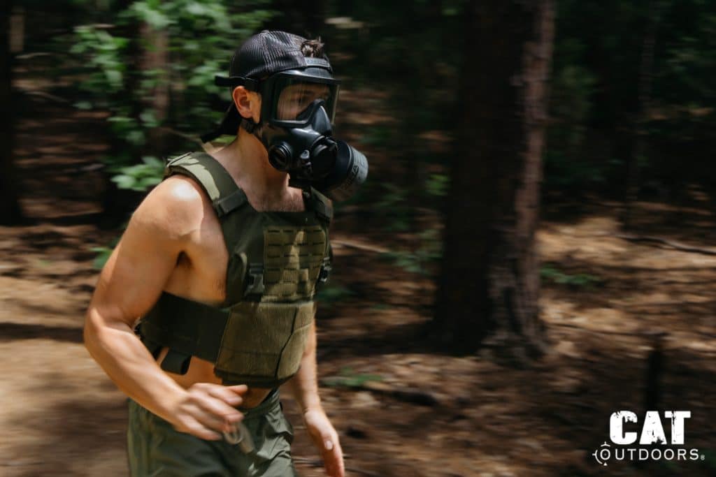 Sprint intervals through the woods in the Mira Safety CM-8M and plate carrier