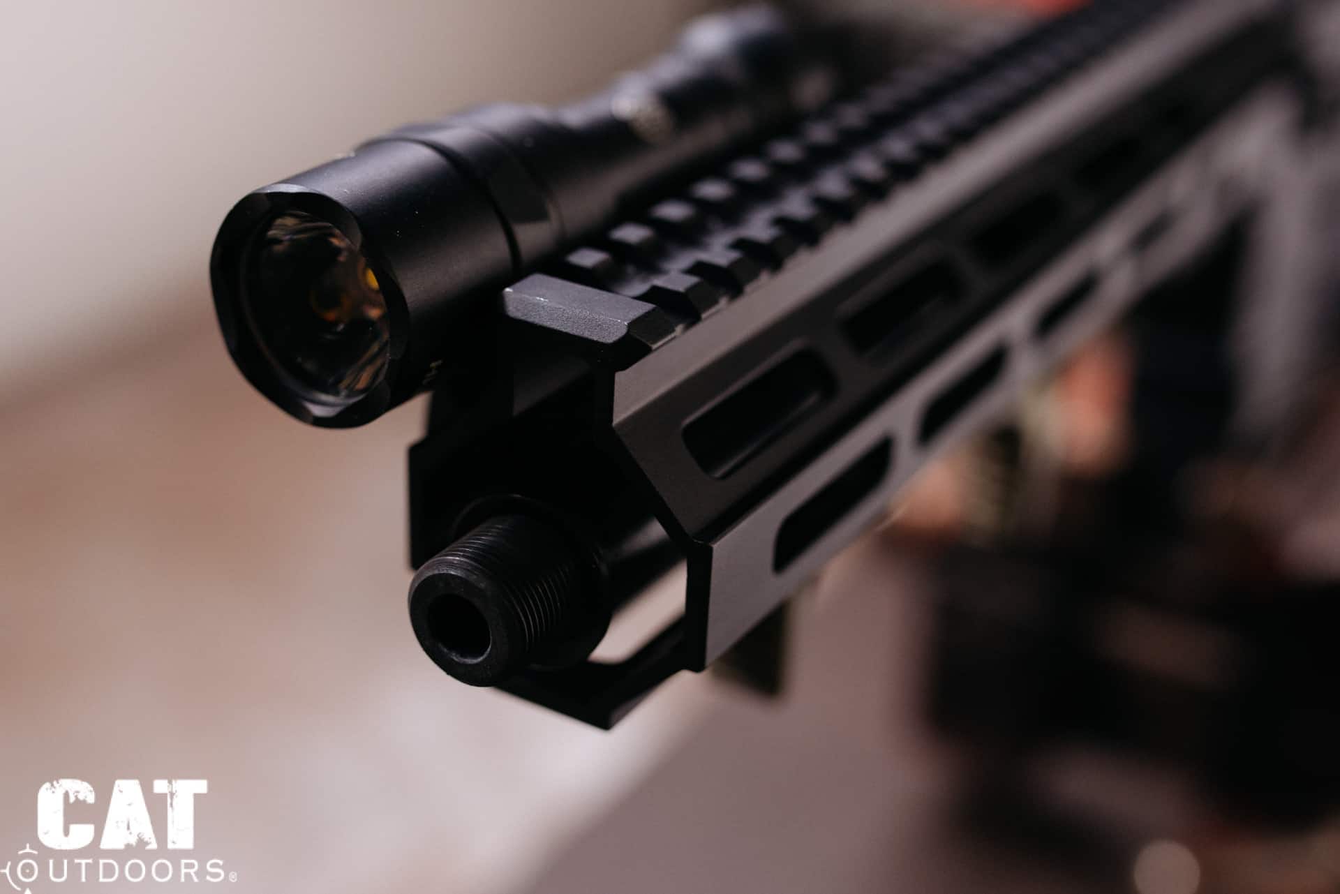 PSA Sabre 300 Blackout upper: suppressor-ready handguard, threaded muzzle, and SureFire Scout Light Pro