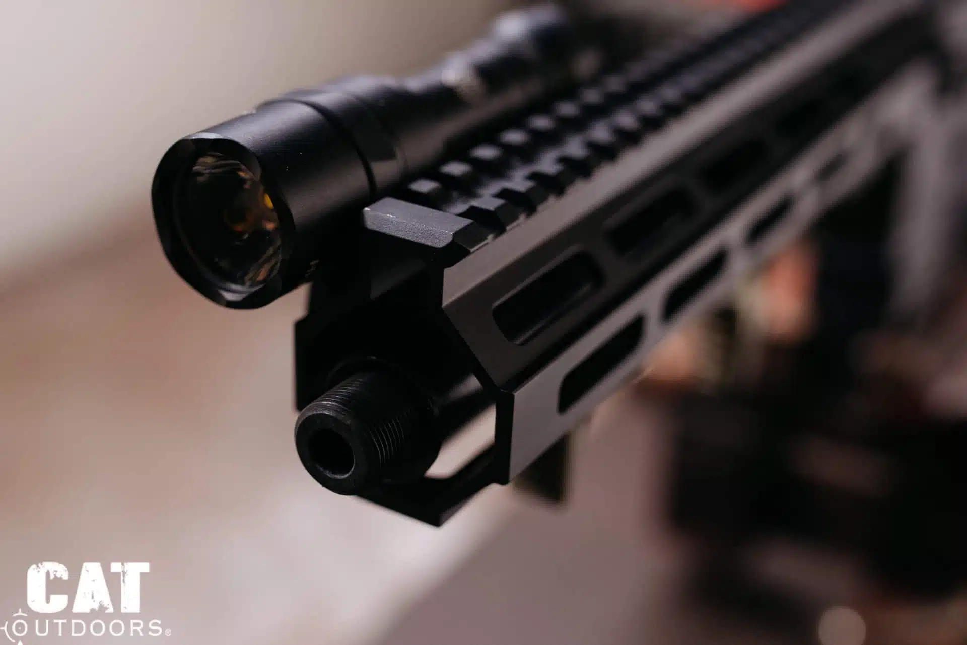 PSA Sabre 300 Blackout upper: suppressor-ready handguard, threaded muzzle, and SureFire Scout Light Pro