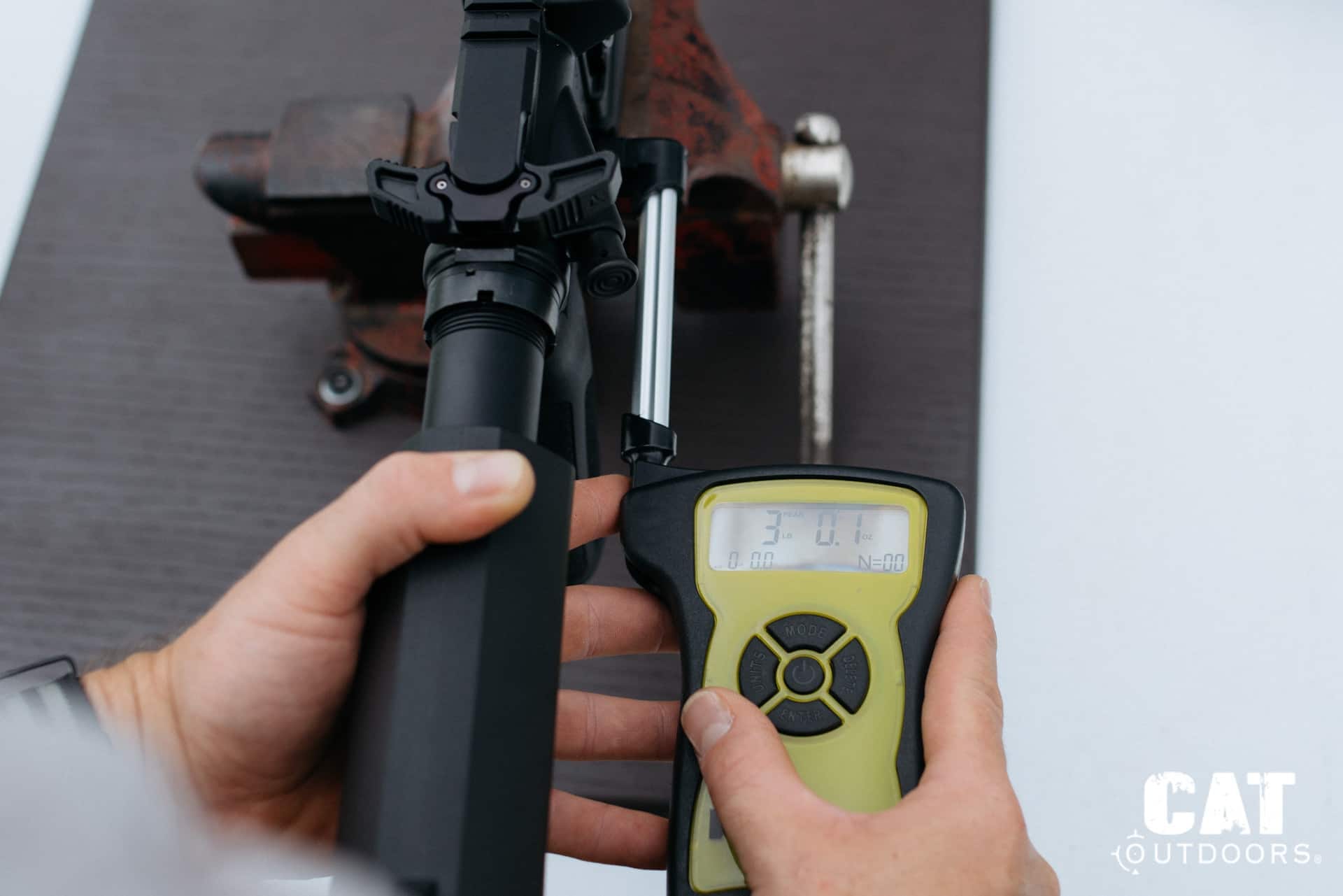 PSA Sabre 300 Blackout build: Measuring trigger pull weight with Wheeler Digital Pull Scale