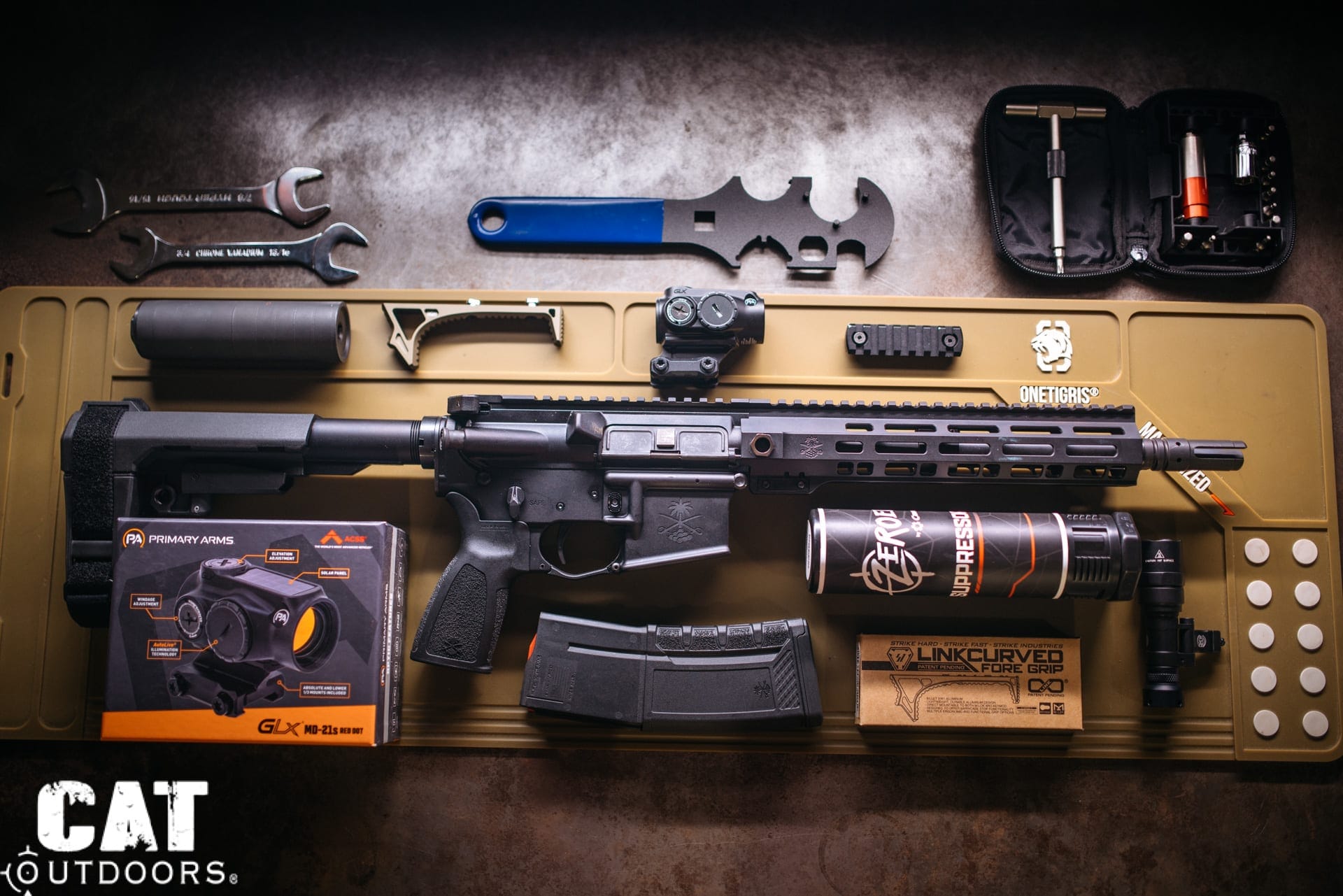 PSA Sabre 300 Blackout build: rifle and parts laid out on table for assembly