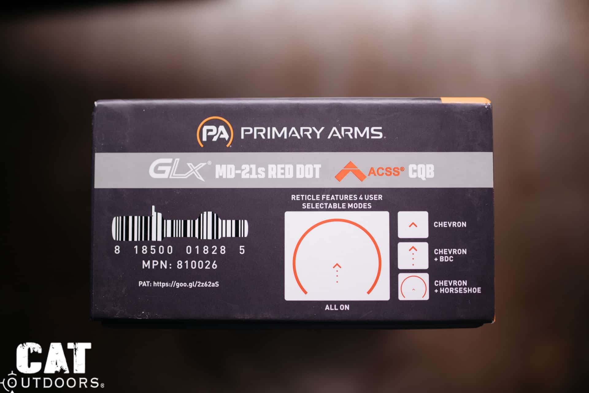 PSA Sabre 300 Blackout build: GLx Packaging showing reticle options