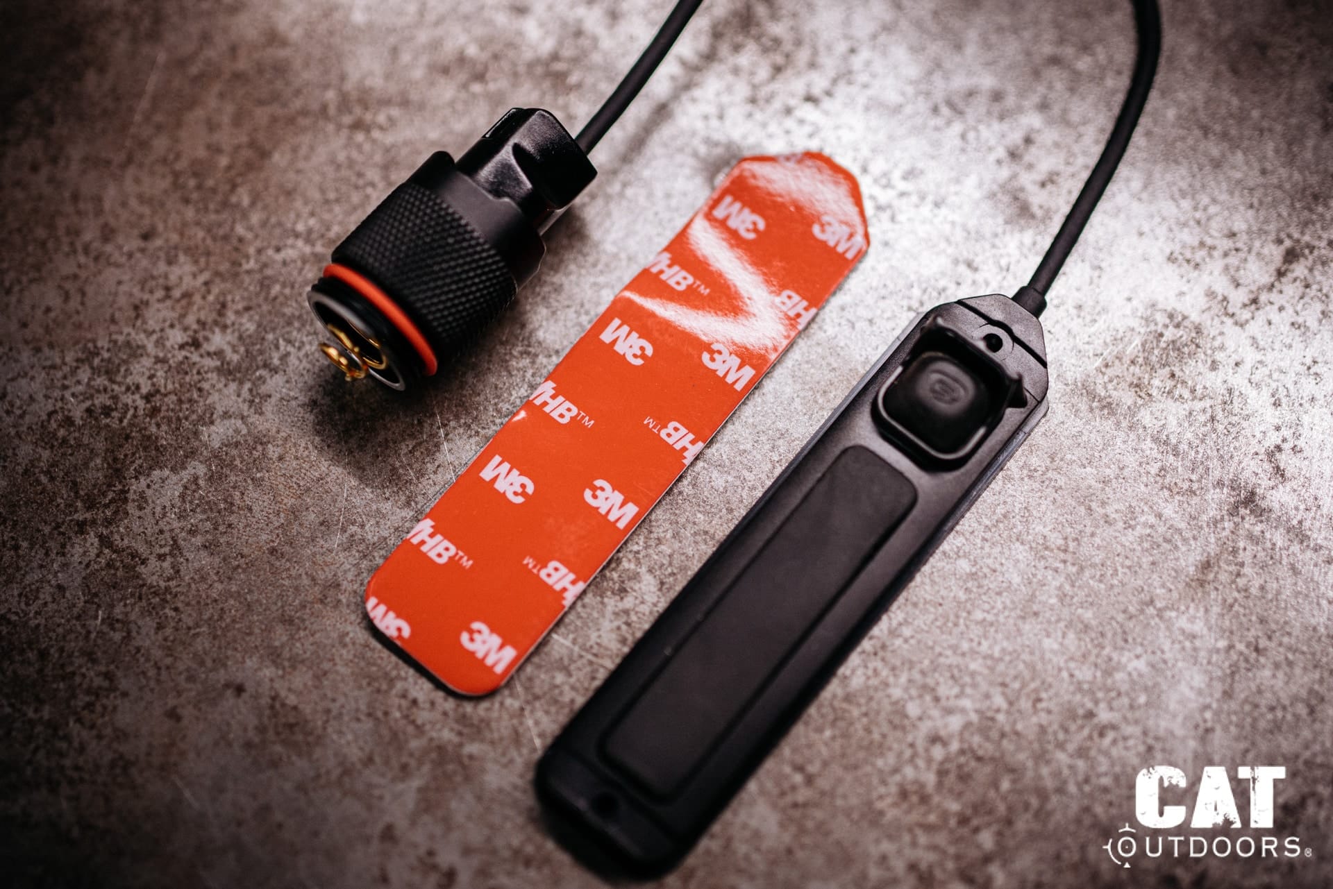 ProTac Rail Mount 1 tailcap, 3M adhesive strip, and tapeswitch