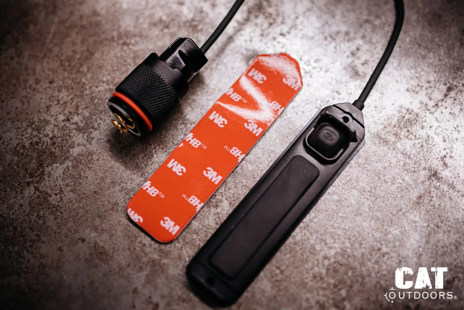 ProTac Rail Mount 1 tailcap, 3M adhesive strip, and tapeswitch