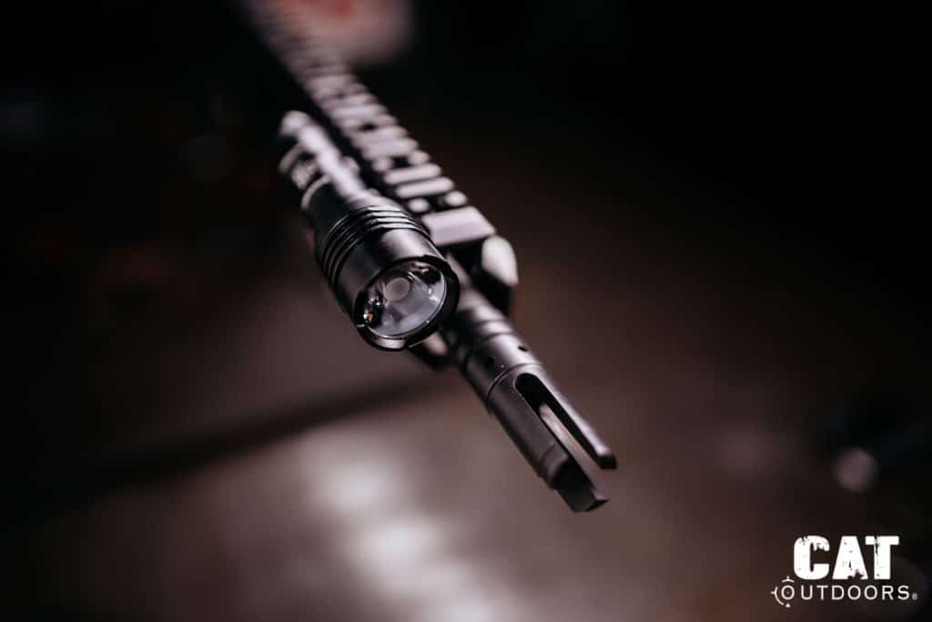 Streamlight ProTac mounted on an AR; side-angle view