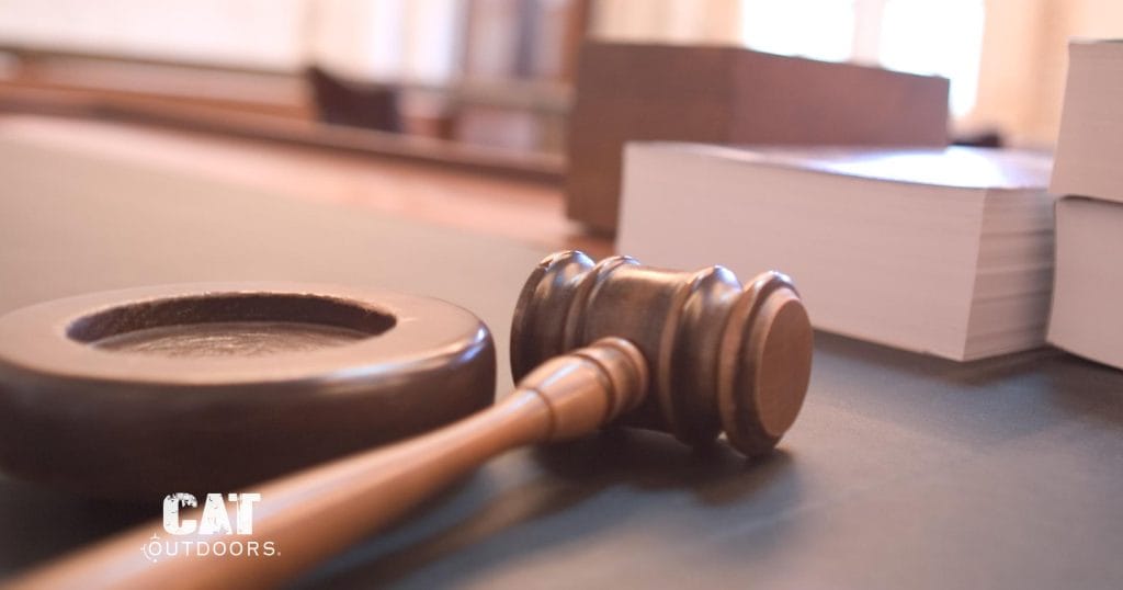 A courtroom gavel. A three-judge panel denied Virginia's bid to consolidate four lawsuits against its gun ban.