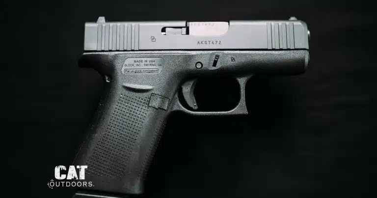 Glock 43X pistol side profile on a black background