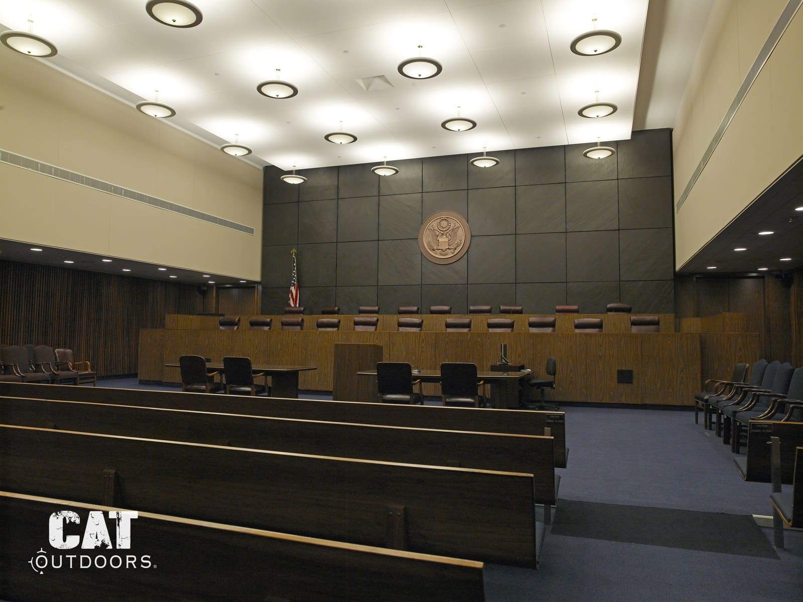 En banc courtroom in the James A. Byrne U.S. Courthouse in Philadelphia