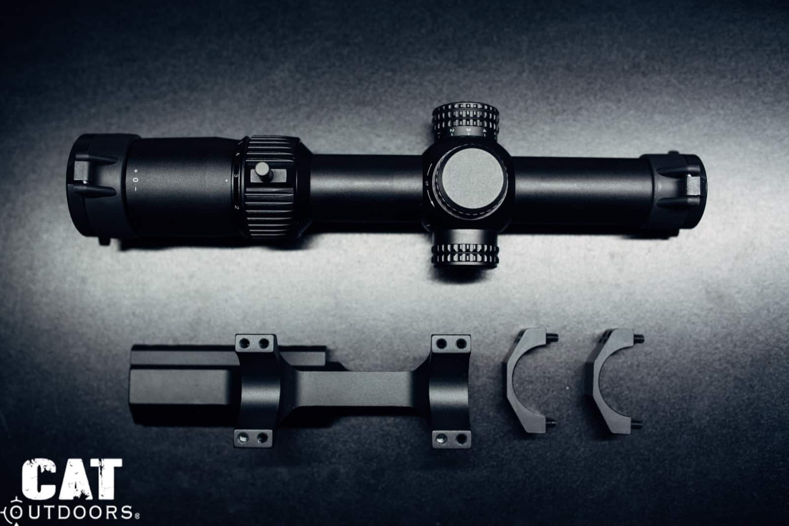 Vortex Strike Eagle 1-8x24 with the Sport Cantilever mount and rings laid out