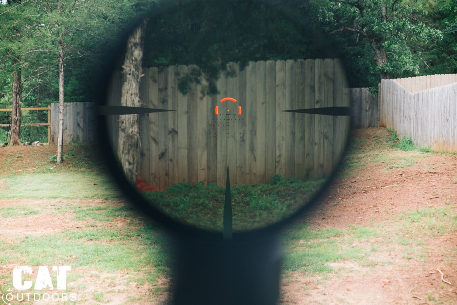 View through the Vortex Strike Eagle AR-BDC3 reticle with the red illumination on