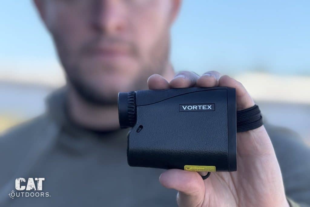 Vortex Crossfire HD 1400 review: the rangefinder held in one hand to show its size