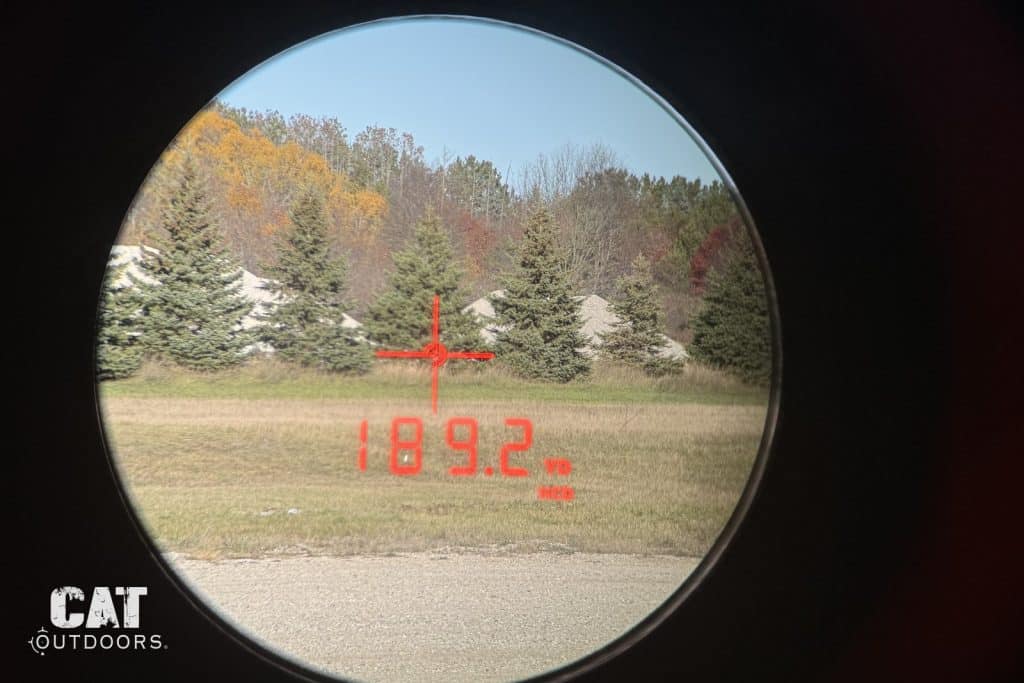 Crossfire HD 1400 red TOLED display reading 189.2 yards