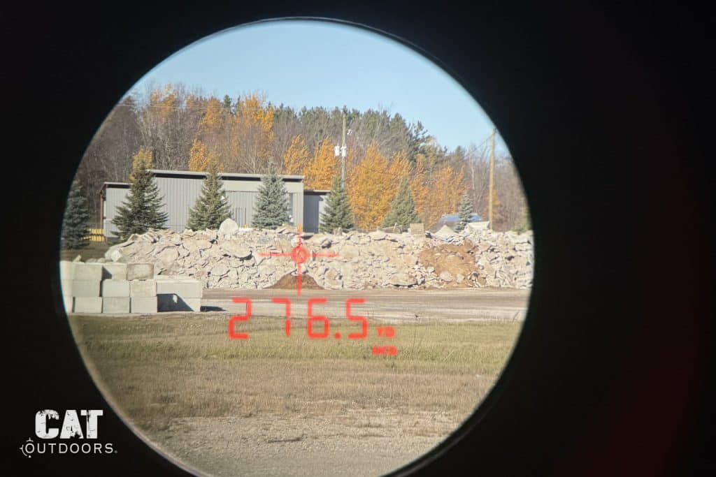 Crossfire HD 1400 red TOLED display reading 276.5 yards