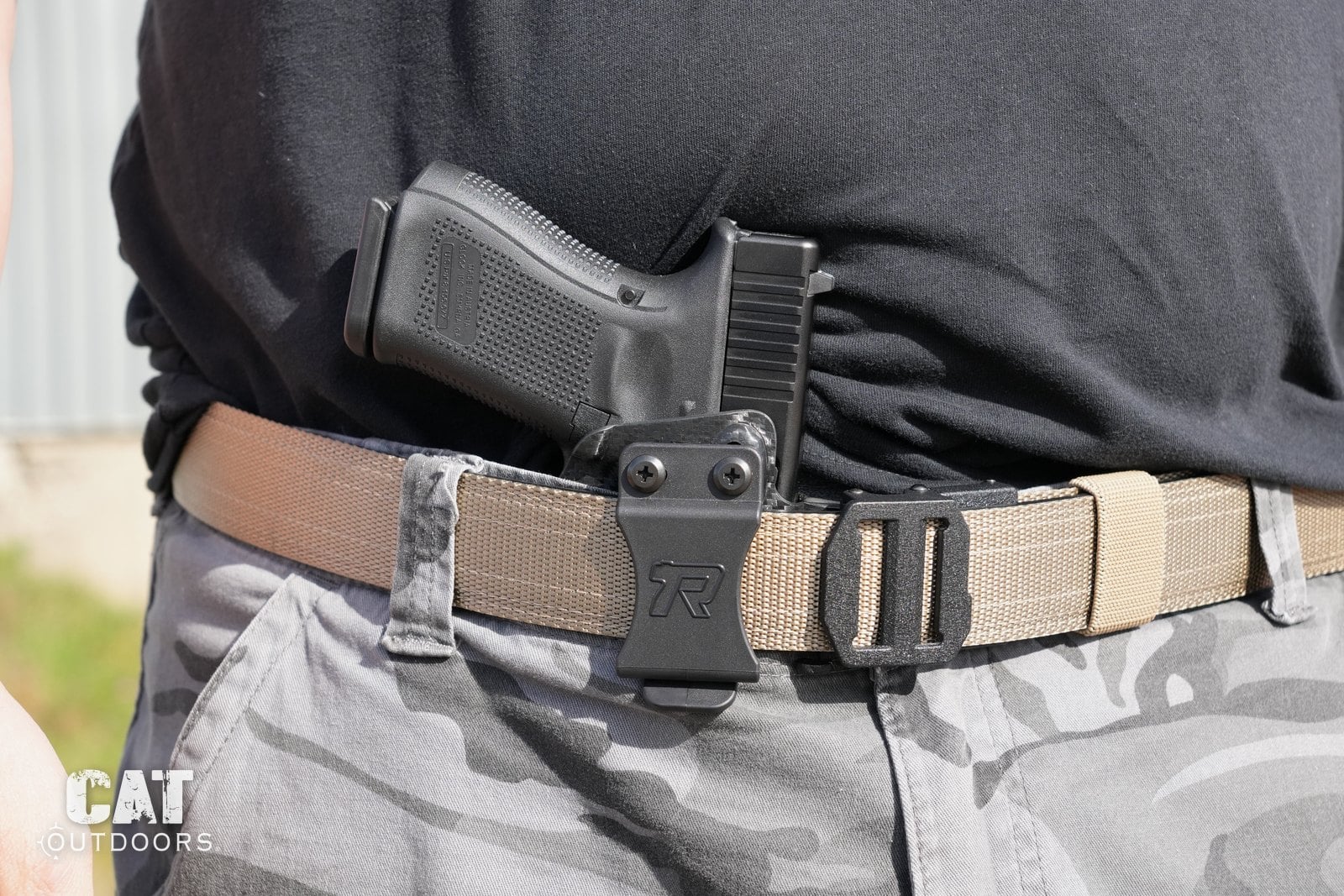 Glock 19 in the Rounded Gear holster at the appendix position on a KORE gun belt