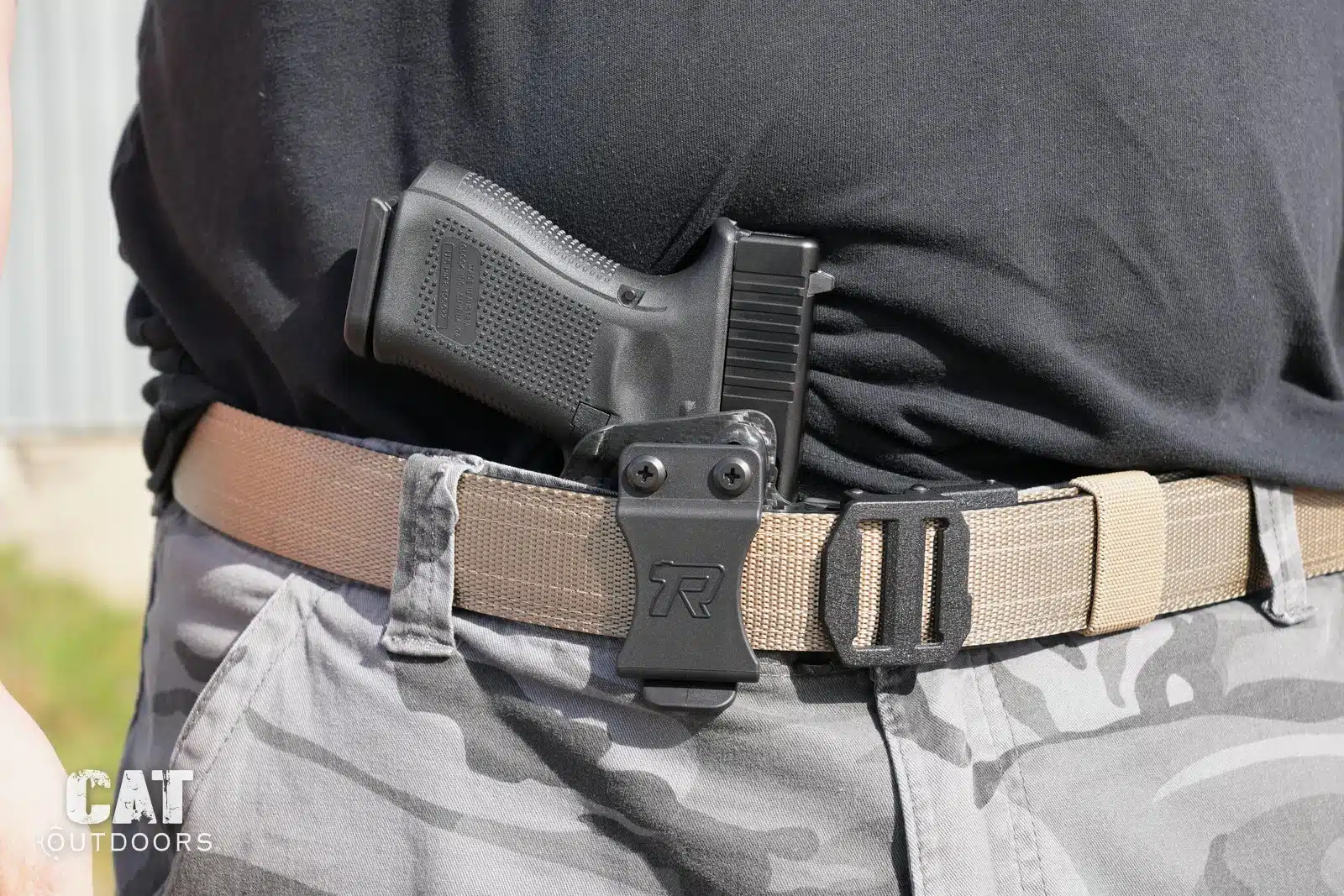 Glock 19 in the Rounded Gear holster at the appendix position on a KORE gun belt