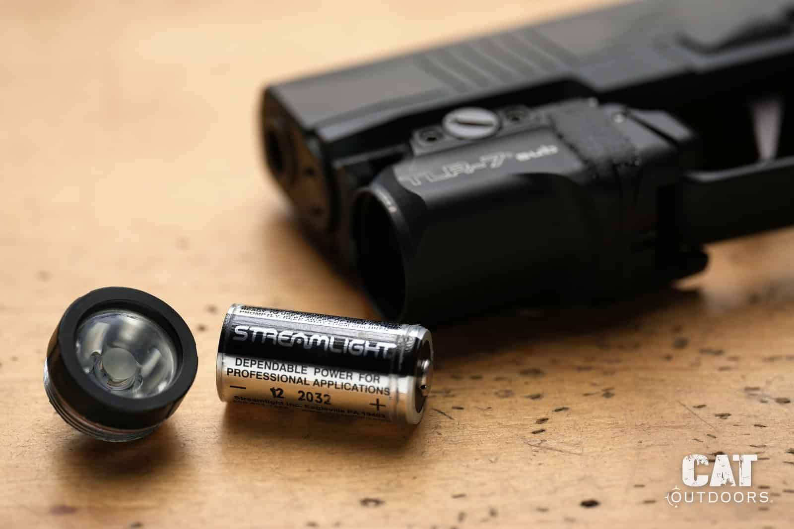 TLR-7 Sub with the front cap off and its original CR123A battery