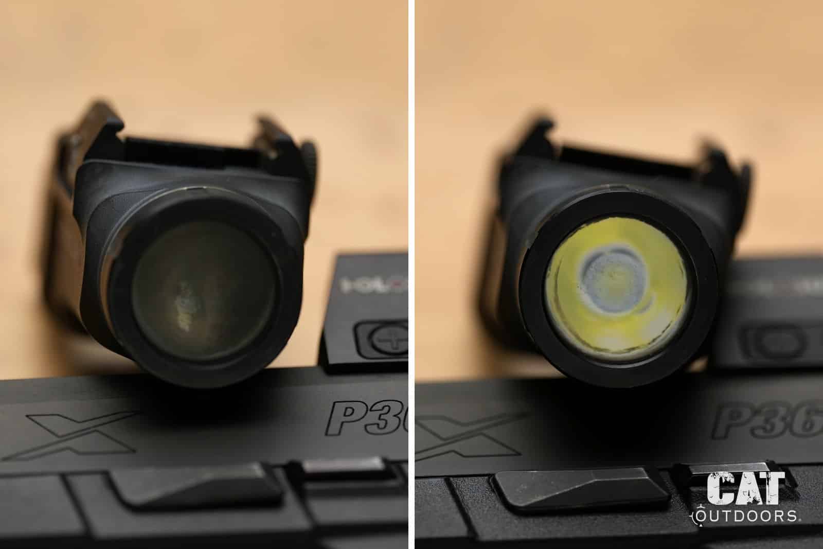 TLR-7 Sub lens with carbon buildup and after cleaning